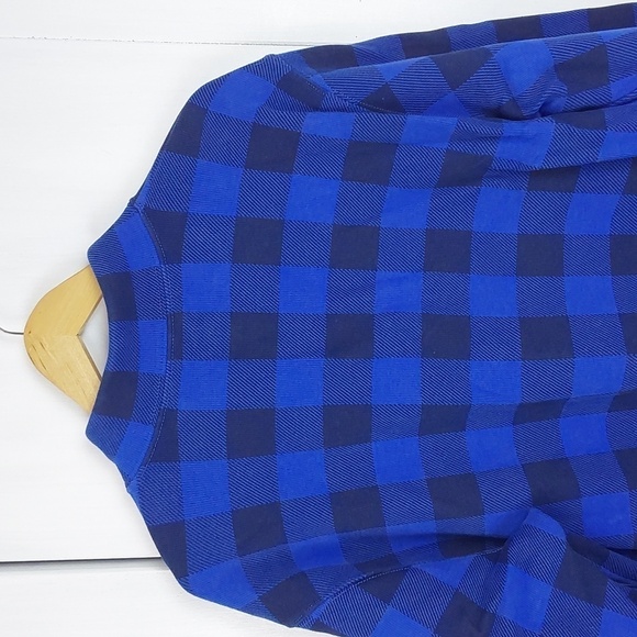 Lands' End Cobalt Blue Checker Sweater 1/4 Zip Heavyweight Warm Sz.XL - Picture 6 of 9